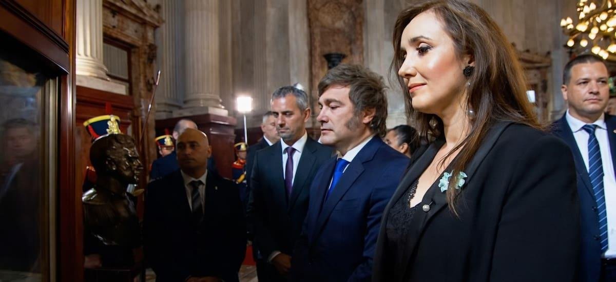 Javier Milei y un frío saludo con Victoria Villarruel que la transmisión oficial no mostró