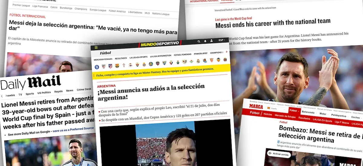 “Bombazo” y una burla de mal gusto de Inglaterra: las portadas de los medios del mundo tras el retiro de Messi de la Selección