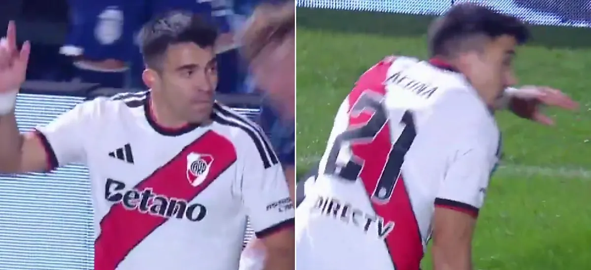 El momento de la lesión de Marcos Acuña en la visita de River Plate a La Plata para jugar con Gimnasia