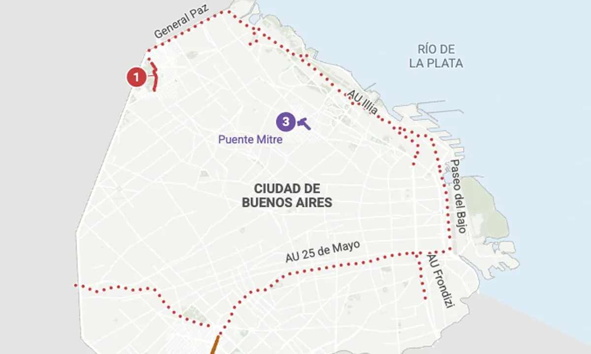 Fin de semana largo y complicado: Guía para evitar los cortes de tránsito porteño por obras y competencias