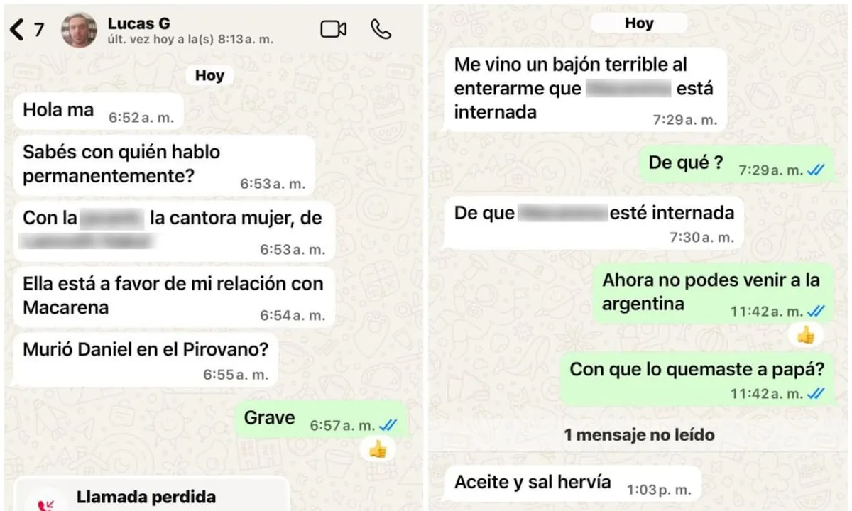 Los chats de un profesor de francés que confesó cómo quemó a su padre en su departamento de Recoleta