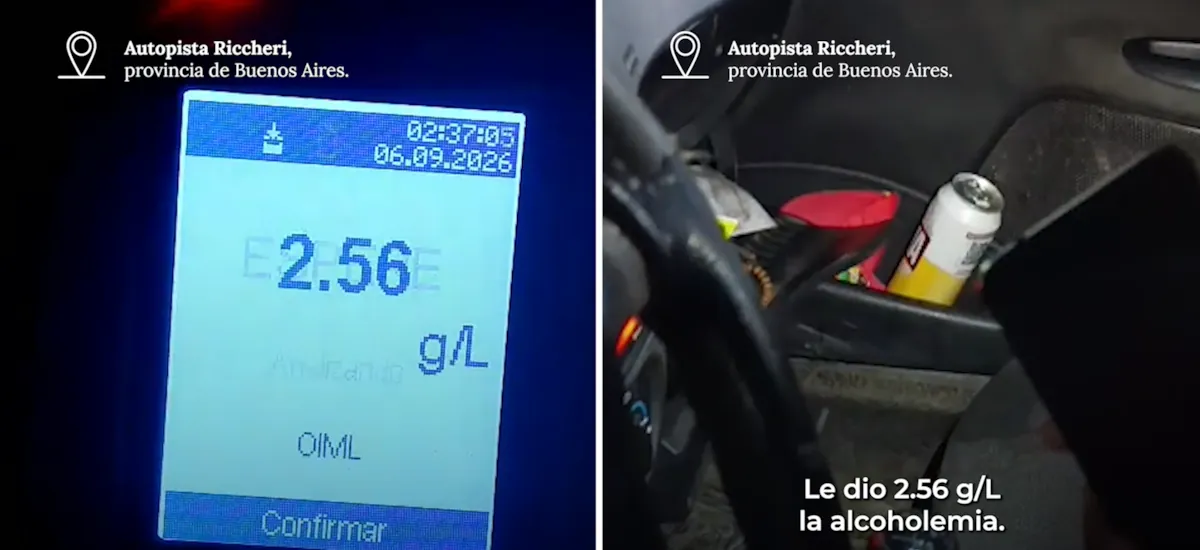 Manejaba por la Autopista Riccheri mientras bebía cerveza y el control de alcoholemia asombró a los agentes