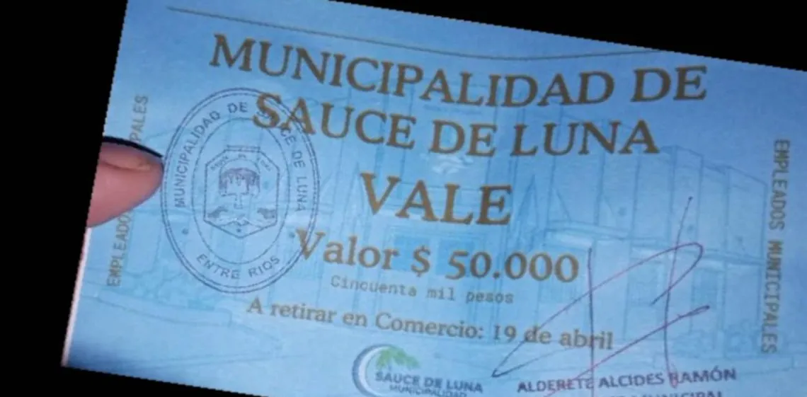Municipio de Sauce de Luna: pagaron sueldos con tickets para comida