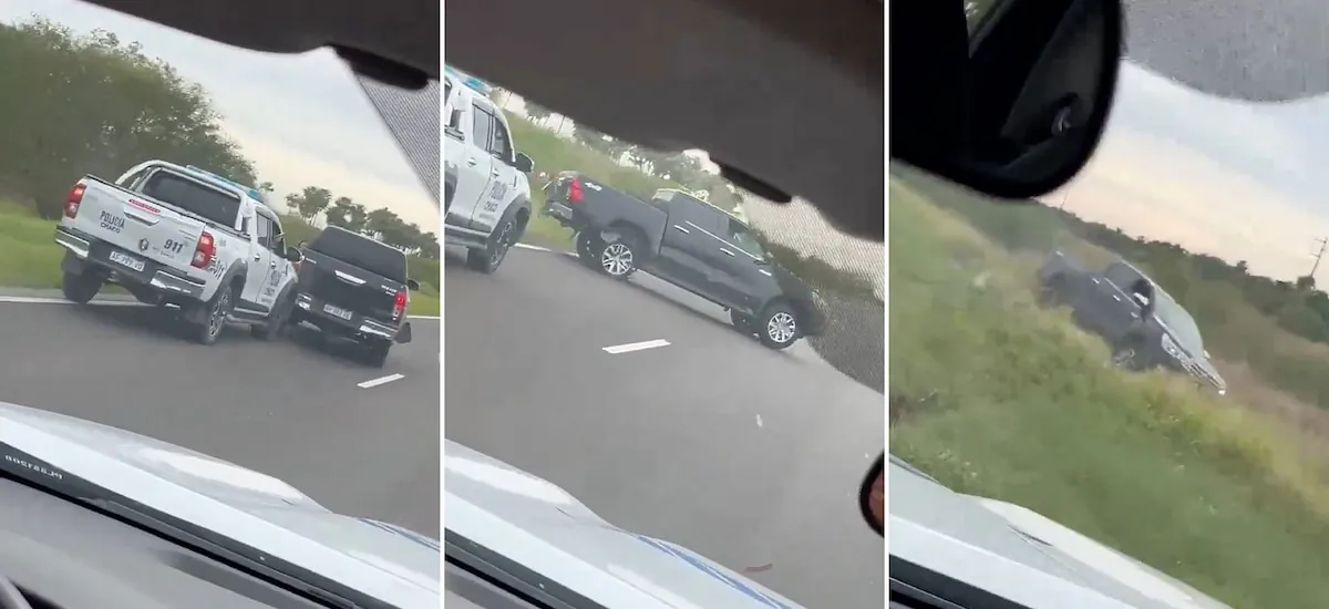 Video: persecución policial de película y disparos en plena Ruta 11 por dos camionetas robadas en Chaco