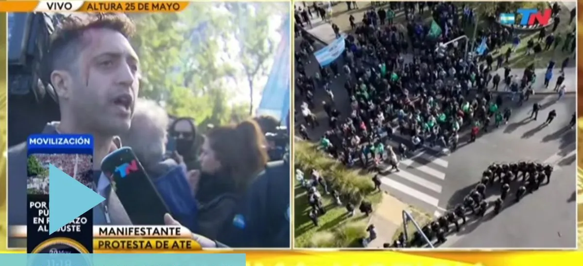 La fuerte reacción de Lorena Maciel por el entrevistado que perdía sangre en vivo tras la represión