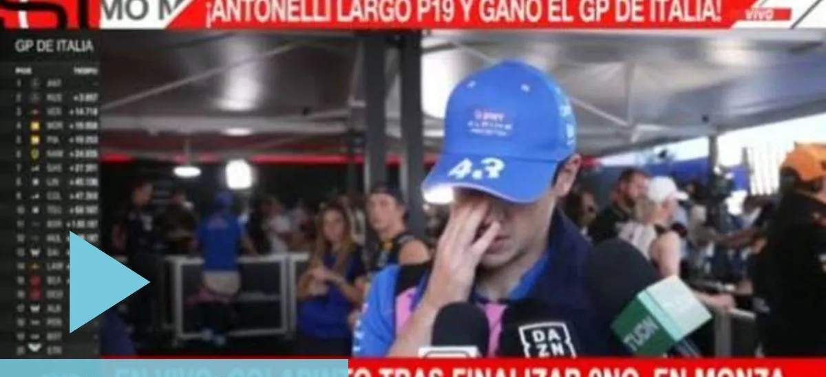 Frustrado y molesto, Colapinto no aguantó la bronca y rompió en llanto en plena nota