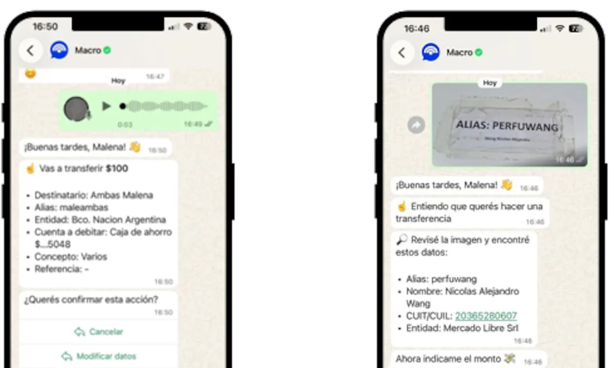 Banco Macro lanza un servicio de banca por Whatsapp que permite operar con IA