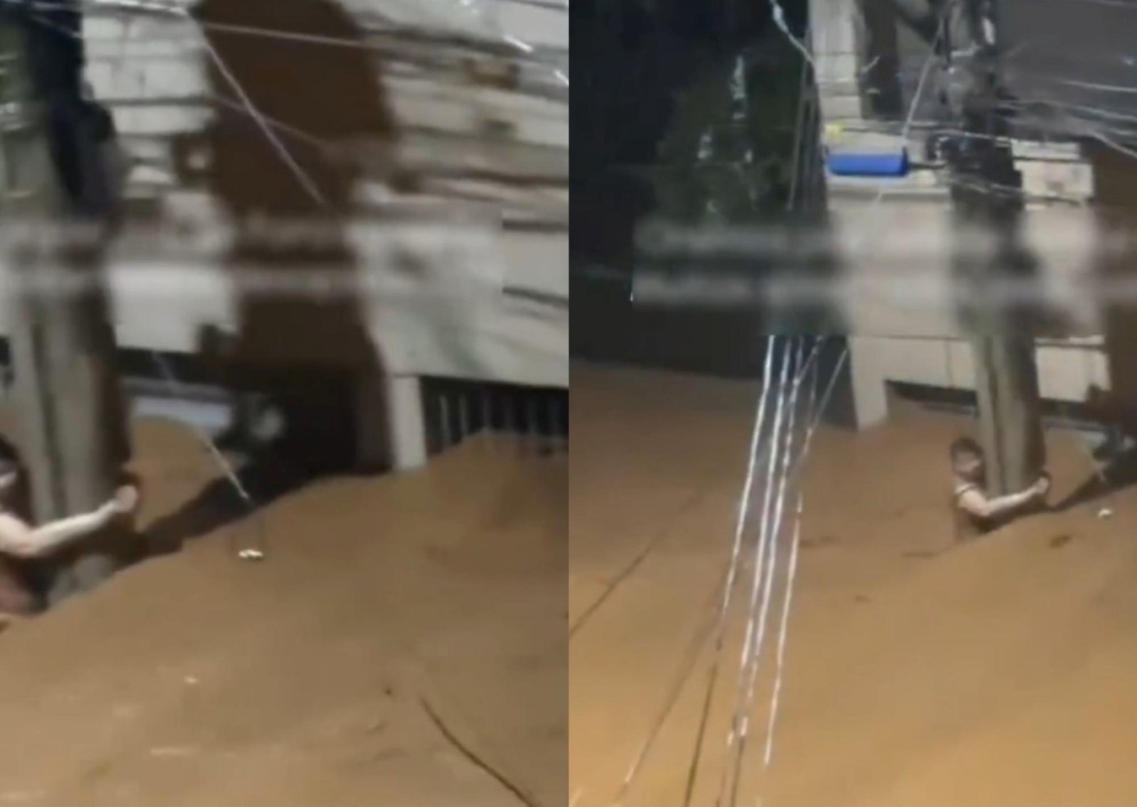 Una mujer aguantó tres horas aferrada a un poste de luz en medio de una terrible inundación