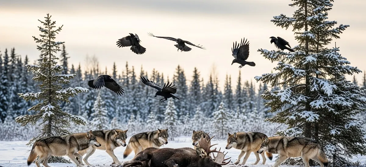 El asombroso secreto de los cuervos de Yellowstone: cómo logran encontrar alimento sin seguir a los lobos