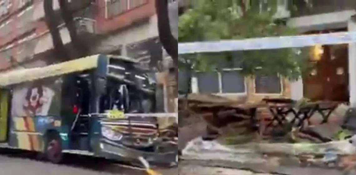 Un colectivo perdió el control en Palermo, se subió a la vereda y destruyó un deck: dos mujeres hospitalizadas