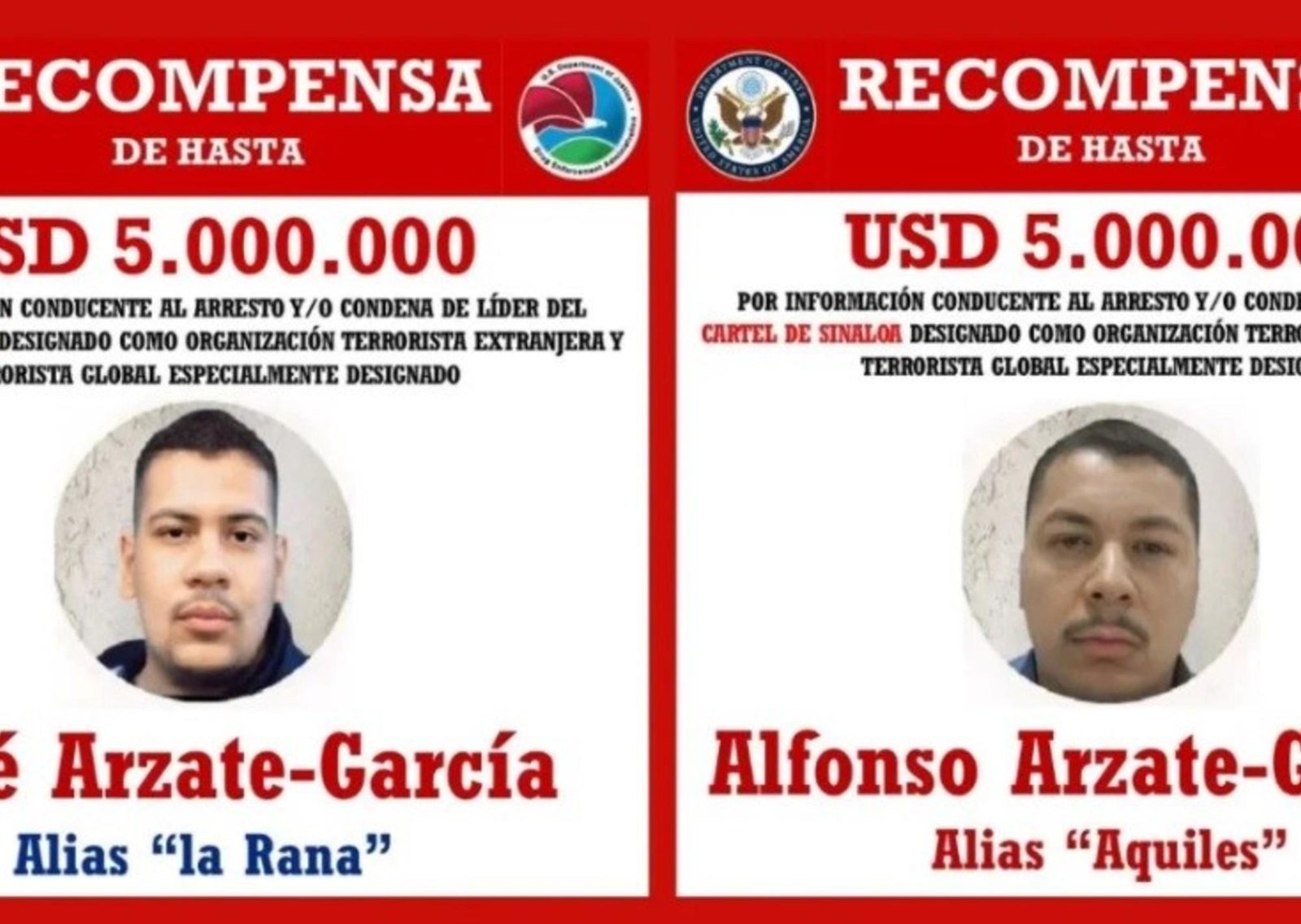 Tras la caída de “El Mencho”, EE.UU. ofrece US$ 10 millones por dos hermanos del Cártel de Sinaloa: quiénes son “La Rana” y “Aquiles”
