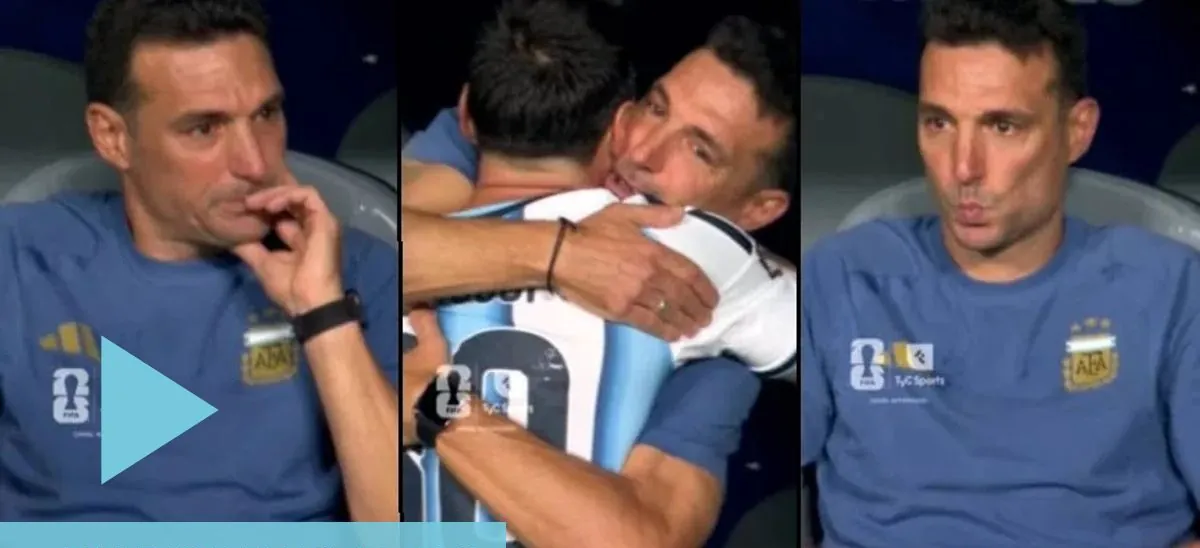 Las lágrimas de Scaloni que no se vieron y el abrazo con Messi cuando fue reemplazado